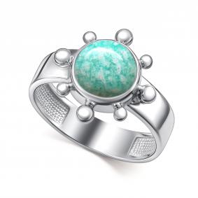 Серебряное кольцо АЛЬКОР 01-4407/0АМЗ-00 с амазонитом 01-4407/0АМЗ-00 фото
