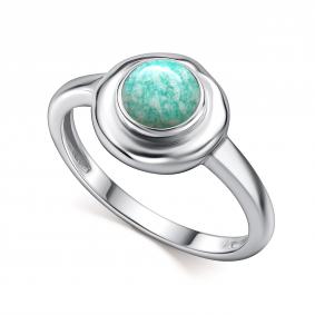 Серебряное кольцо АЛЬКОР 01-4409/0АМЗ-00 с амазонитом 01-4409/0АМЗ-00 фото