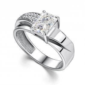 Серебряное кольцо АЛЬКОР 01-4421/00ГХ-00 с фианитом и горным хрусталём 01-4421/00ГХ-00 фото
