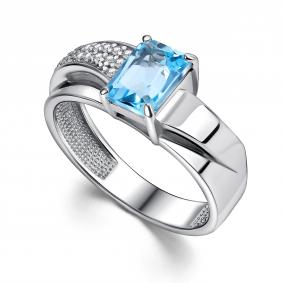 Серебряное кольцо АЛЬКОР 01-4421/00ТБ-00 с топазом и фианитом 01-4421/00ТБ-00 фото