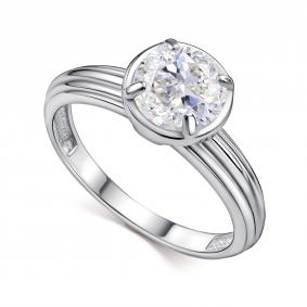 Серебряное кольцо АЛЬКОР 01-4428/00ГХ-00 с горным хрусталём 01-4428/00ГХ-00 фото