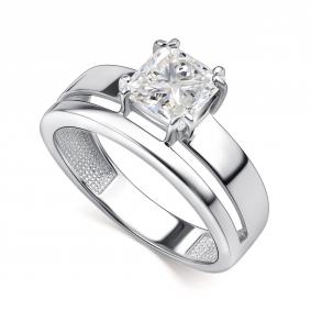 Серебряное кольцо АЛЬКОР 01-4438/00ГХ-00 с горным хрусталём 01-4438/00ГХ-00 фото