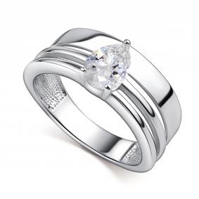 Серебряное кольцо АЛЬКОР 01-4439/00ГХ-00 с горным хрусталём 01-4439/00ГХ-00 фото