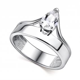 Серебряное кольцо АЛЬКОР 01-4441/00ГХ-00 с горным хрусталём 01-4441/00ГХ-00 фото