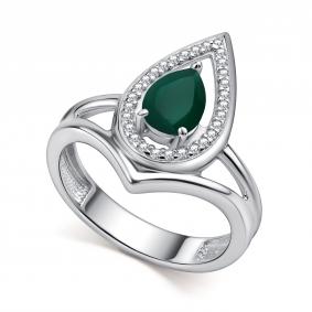 Серебряное кольцо АЛЬКОР 01-4442/00АГ-00 с фианитом и агатом 01-4442/00АГ-00 фото