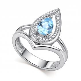 Серебряное кольцо АЛЬКОР 01-4442/00ТБ-00 с топазом и фианитом 01-4442/00ТБ-00 фото