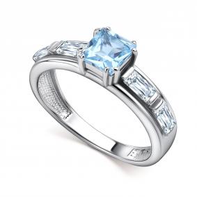 Серебряное кольцо АЛЬКОР 01-4464/00ТБ-00 с топазом и фианитом 01-4464/00ТБ-00 фото