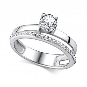 Серебряное кольцо АЛЬКОР 01-4513/00КЦ-00 с фианитом 01-4513/00КЦ-00 фото