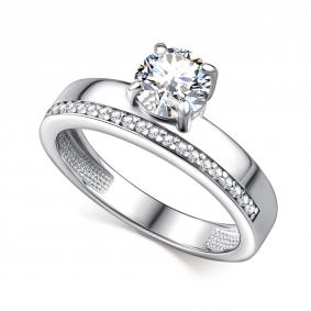 Серебряное кольцо АЛЬКОР 01-4517/00КЦ-00 с фианитом 01-4517/00КЦ-00 фото