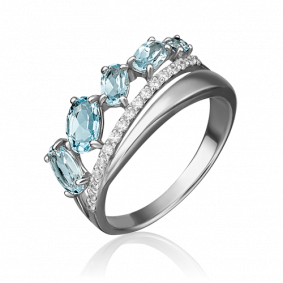 Кольцо из белого золота Platina 01-4518-00-207-1120-46 с топазом и фианитом 01-4518-00-207-1120-46 фото