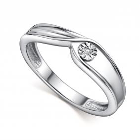 Серебряное кольцо АЛЬКОР 01-4523/000Б-00 с бриллиантом 01-4523/000Б-00 фото