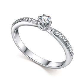Серебряное кольцо АЛЬКОР 01-4609/000М-00 с муассанитом 01-4609/000М-00 фото