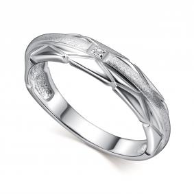 Серебряное кольцо АЛЬКОР 01-4614/000Б-00 с бриллиантом 01-4614/000Б-00 фото