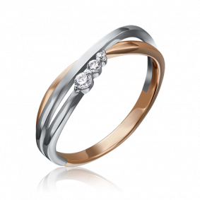 Кольцо из комбинированного золота Platina 01-4663-00-401-1111-03 с фианитом 01-4663-00-401-1111-03 фото