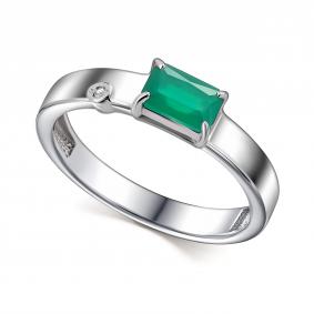 Серебряное кольцо АЛЬКОР 01-4681/БРАГ-00 с бриллиантом и агатом 01-4681/БРАГ-00 фото