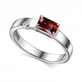 Серебряное кольцо АЛЬКОР 01-4681/БРГР-00 с фианитом и гранатом 01-4681/БРГР-00 фото