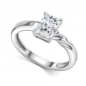 Серебряное кольцо АЛЬКОР 01-4683/БРГХ-00 с бриллиантом и горным хрусталём 01-4683/БРГХ-00 фото