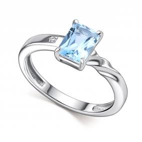 Серебряное кольцо АЛЬКОР 01-4683/БРТБ-00 с топазом и бриллиантом 01-4683/БРТБ-00 фото