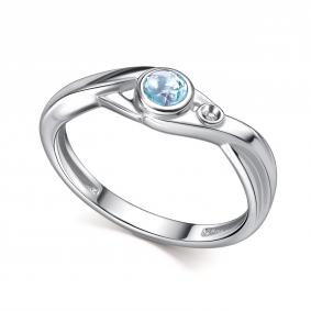 Серебряное кольцо АЛЬКОР 01-4697/БРТБ-00 с топазом и бриллиантом 01-4697/БРТБ-00 фото