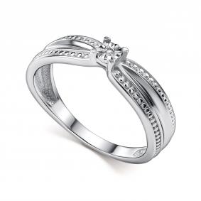Серебряное кольцо АЛЬКОР 01-4715/000Б-00 с бриллиантом 01-4715/000Б-00 фото
