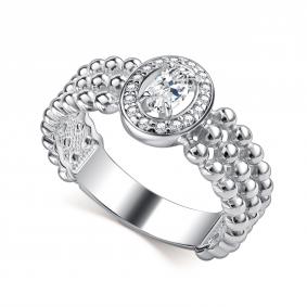 Серебряное кольцо АЛЬКОР 01-4717/00КЦ-00 с фианитом 01-4717/00КЦ-00 фото