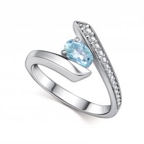 Серебряное кольцо АЛЬКОР 01-4723/00ТБ-00 с топазом и фианитом 01-4723/00ТБ-00 фото