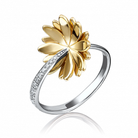 Кольцо из комбинированного золота Platina 01-4734-00-401-1121-03 с фианитом 01-4734-00-401-1121-03 фото