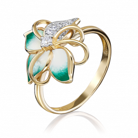 Кольцо из лимонного золота Platina 01-4776-00-401-1130-25 с фианитом и эмалью 01-4776-00-401-1130-25 фото