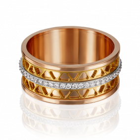 Обручальное кольцо из комбинированного золота Platina с фианитом 01-4789-00-401-1140-50 01-4789-00-401-1140-50 фото