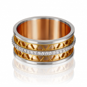 Обручальное кольцо из комбинированного золота Platina с фианитом 01-4789-01-401-1140-50 01-4789-01-401-1140-50 фото