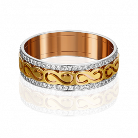 Обручальное кольцо из комбинированного золота Platina с фианитом 01-4791-00-401-1140-50 01-4791-00-401-1140-50 фото