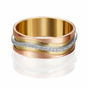 Обручальное кольцо из комбинированного золота Platina с фианитом 01-4795-00-401-1140-50 01-4795-00-401-1140-50 фото