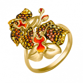 Кольцо из лимонного золота Platina 01-4807-00-404-1130-53 с фианитом и эмалью 01-4807-00-404-1130-53 фото