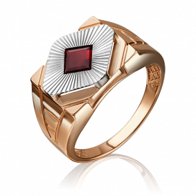 Кольцо из комбинированного золота Platina 01-4816-00-204-1111-46 с гранатом 01-4816-00-204-1111-46 фото