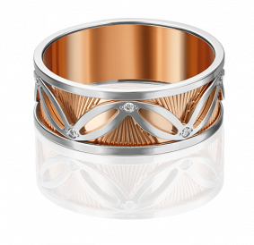 Обручальное кольцо из комбинированного золота Platina с фианитом 01-4819-00-401-1111-54 01-4819-00-401-1111-54 фото