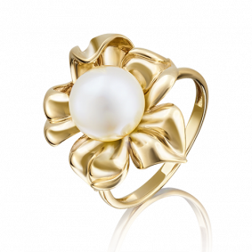 Кольцо из лимонного золота Platina 01-4820-00-301-1130-31 с жемчугом 01-4820-00-301-1130-31 фото