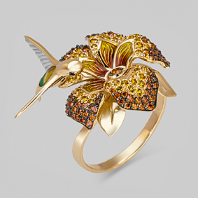 Золотое кольцо Platina 01-4823-00-404-1110-53 с фианитом и эмалью 01-4823-00-404-1110-53 фото