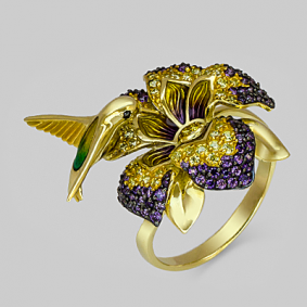 Золотое кольцо Platina 01-4823-00-404-1130-53 с фианитом и эмалью 01-4823-00-404-1130-53 фото