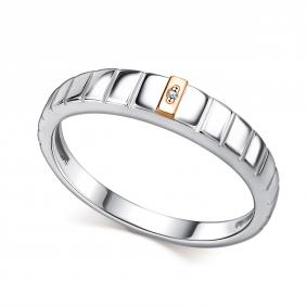 Серебряное кольцо Алькор с золотой накладкой и бриллиантом 01-4831/000Б-00 01-4831/000Б-00 фото