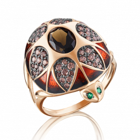 Золотое кольцо Platina 01-4840-00-208-1110-46 с фианитом, кварцем и эмалью 01-4840-00-208-1110-46 фото