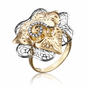 Кольцо из лимонного золота Platina 01-4841-01-401-1130-65 с фианитом 01-4841-01-401-1130-65 фото