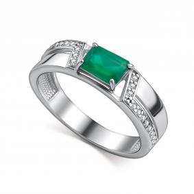 Серебряное кольцо АЛЬКОР 01-4850/00АГ-00 с фианитом и агатом 01-4850/00АГ-00 фото