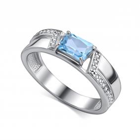 Серебряное кольцо АЛЬКОР 01-4850/00ТБ-00 с топазом и фианитом 01-4850/00ТБ-00 фото