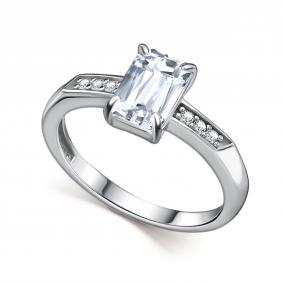 Серебряное кольцо АЛЬКОР 01-4851/00ГХ-00 с фианитом и горным хрусталём 01-4851/00ГХ-00 фото