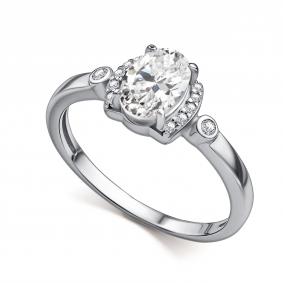 Серебряное кольцо АЛЬКОР 01-4852/00ГХ-00 с фианитом и горным хрусталём 01-4852/00ГХ-00 фото