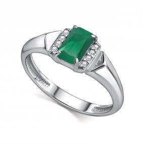 Серебряное кольцо АЛЬКОР 01-4853/00АГ-00 с фианитом и агатом 01-4853/00АГ-00 фото