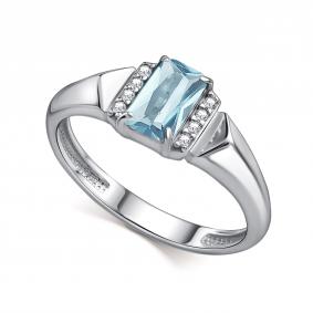 Серебряное кольцо АЛЬКОР 01-4853/00ТБ-00 с топазом и фианитом 01-4853/00ТБ-00 фото