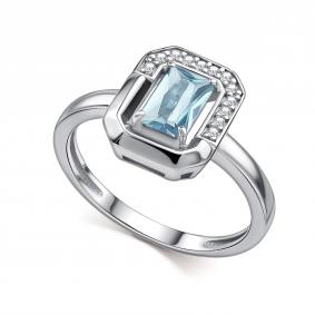 Серебряное кольцо АЛЬКОР 01-4854/00ТБ-00 с топазом и фианитом 01-4854/00ТБ-00 фото