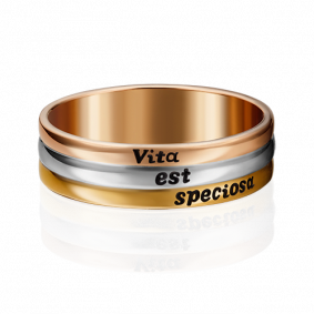 Кольцо из комбинированного золота Platina 01-4856-00-000-1140-39 с эмалью 01-4856-00-000-1140-39 фото