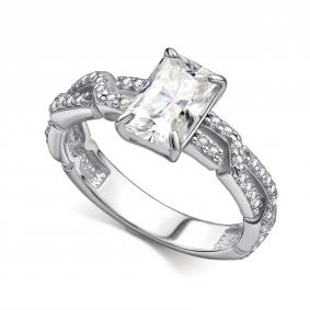 Серебряное кольцо АЛЬКОР 01-4856/00ГХ-00 с фианитом и горным хрусталём 01-4856/00ГХ-00 фото
